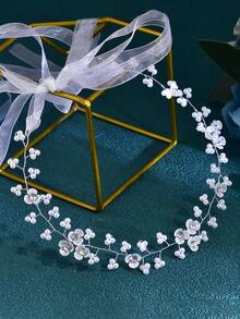 1 Set Luxury Women's Headband, Shoe Clips, Bridal Hair Accessories, Detachable High Heel Shoe Clips With Faux Pearl Decor, Suitable For Wedding, Photography, Party