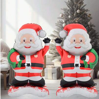 Joivida 1 个巨型 47 英寸圣诞老人派对气球 - 重型立式装饰（红色和绿色、圣诞服装、工作坊背景） - 易于安装，适合圣诞节、生日、活动 - 室内/室外装饰、节日场合、节日设计、耐用铝箔材料、可重复使用、家庭庆祝装饰圣诞气球