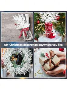 5/10pcs Sparkling Fir Decor, Christmas Desktop Ornaments, Glitter Christmas Tree Hanging Decorations, Artificial Pine Needle Decor, Vase Filler, Holiday Party Supplies, Home Decor, Christmas Decoration Fake Plant