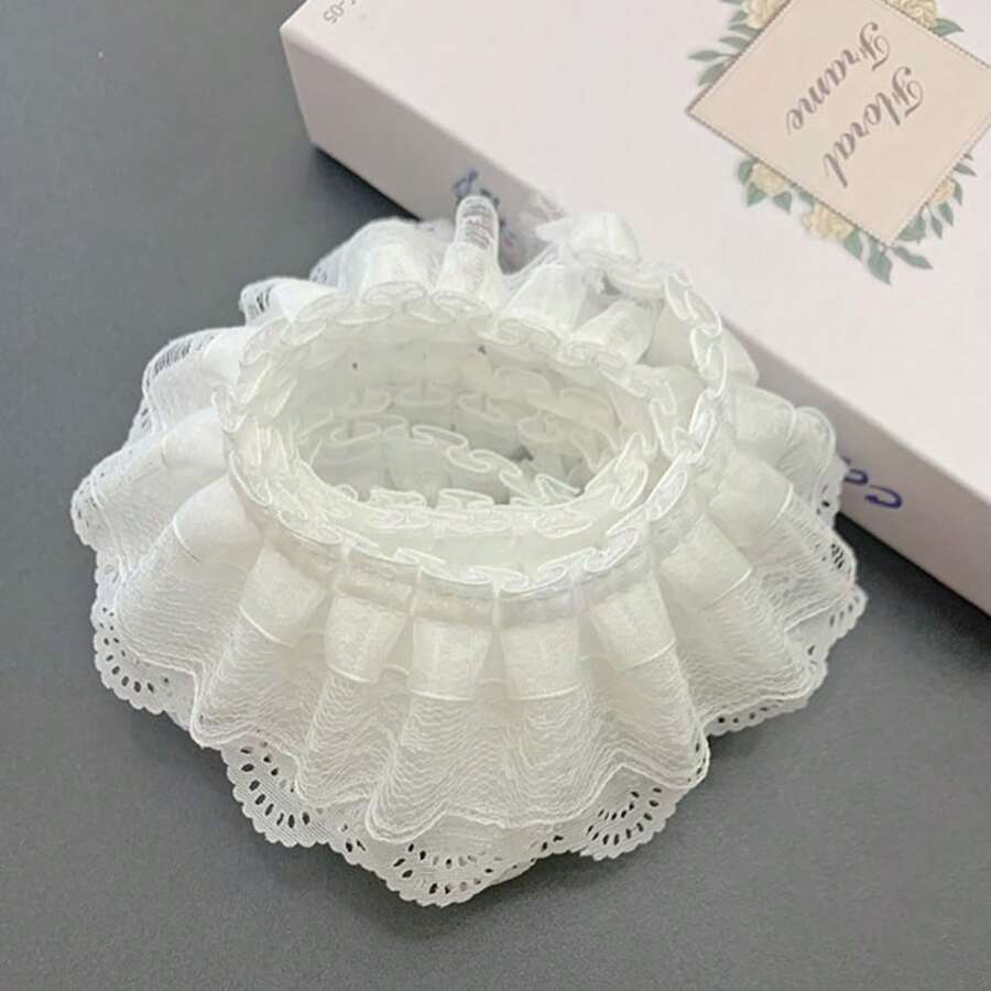 Dây viền ren organza xếp nếp, rộng 65mm, kiểu dáng cổ điển, dùng để thêu trang trí, may vá, làm đồ thủ công DIY. - Nhiều màu - Xem 1