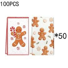 1 set/2 piezas/100 piezas Toallas de cocina y paños de cocina con estampado de pan de jengibre, adecuados para decoración de interiores en restaurantes, cocinas, baños, decoración de fiestas, regalos festivos y pueden ser entregados como regalos de Navidad