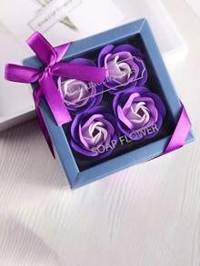 1 pieza Jabón de baño con forma de pétalo de rosa con aroma a rosa, jabón de baño con aceite esencial de rosa suave, caja de regalo para el Día de San Valentín, regalos de boda, regalos para despedida de soltera, flores secas