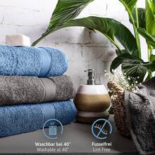 Sevval Hand Towel Set Fade Proof 100% Cotton 500 G/M² - Anthracite/Light Blue - View 3