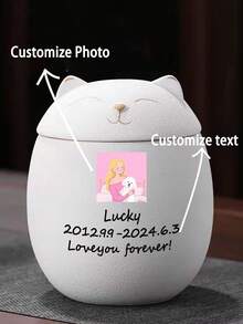 Urnas para Animais de Estimação, Latas para Gatos e Cachorros, Texto e Imagens Personalizáveis, Latas Lacradas, Urnas, Caixas Comemorativas à Prova de Umidade, Latas de Cremação para Animais de Estimação Falecidos, Latas para Animais de Estimação, Estatuetas Manechnico, Latas de Armazenamento Multifuncionais, Latas de Armazenamento de Chá, Latas Lacradas de Porcelana, Uma Bolsa de Armazenamento é Incluída como Brinde