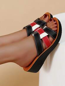 Pantuflas de mujer, sandalias planas versátiles y antideslizantes para damas de mediana edad