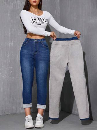 Pantalones vaqueros ajustados y cálidos para el invierno