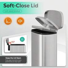 Bote de basura con sensor de movimiento de 60 litros, bote de basura automático de cocina con tapa de cierre suave, papelera electrónica inteligente sin contacto de acero inoxidable para la cocina y la oficina - Plateado - Ver 6