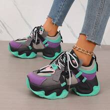 Old Daddy Shoes Ladies New Explosions Breathable Platform Shoes Ladies Shoes Popular Retro Casual Street Sports Shoes. - 淺灰紫 - 查看 10