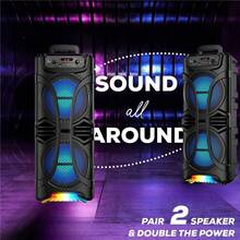 Dazone Portable Bluetooth Speaker Dual 8-In Subwoofer Wireless Speaker, USB Rechargeable Heavy Bass Sound LED Party PA System AUX FM Remote Control LED Light Handle (No Microphone) - Black Dual-8" Woofer - 查看 2