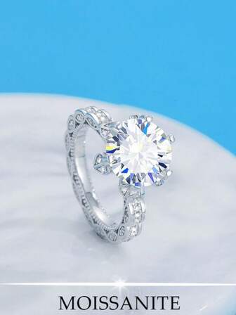 1pc S925 Sterling Silver 3ct D Color VVS Clarity Moissanite Engagement Wedding Ring, Elegant Bud Design, Suitable For Daily Wear, Wedding, Gifts, Anniversary, Valentine's Day, Christmas, For Lover And Friends