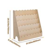 Montessori Bookshelf, 5-Tier Scalloped Kids Bookshelf, Front Facing Toddler Bookcase, Dual Hooks For Hanging Backpacks, Baby Bookshelf For Kids Room, Living Room, Entryway, Nursury, Preschool - Shelf Wooden 31-40inch Light Brown - View 10
