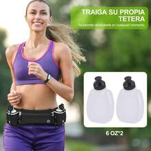 Cangurera Deportiva con Botella de Agua - Riñonera para Correr con 2 Botellas de Agua, Cinturon para Correr Regulable con Bolsillos de Auricular y Teléfono - Verde - Ver 10