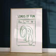 1pc, Canvas Wall Art, Framed Wall Decoration, Fun Posters, Fun Laundry Prints, Laundry Room Decoration, Cute Quote Prints, Minimalist Wall Art, Self-Service Laundry Posters, Green Laundry Prints, Bathroom Decoration, Home