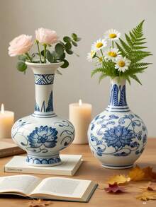 Blue And White Porcelain Ceramic Vase Decorative Ornaments, Desktop Vase, Living Room Museum Porch Decorations, The Best Choice For Holiday High-Grade Gifts. Home Decor Room Decor Flower Vase Glass Vase