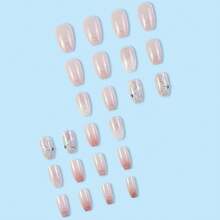 Medium Press On Nails Coffin Fake Nails Stars With Moon Design Black Gradient False Nails Acrylic Artificial Glue On Nails Full Cover Stick On Nails For Women Girls Manicure Decoration 24Pcs  Halloween - Hoa lấp lánh D - Xem 2