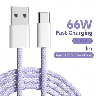 Durcord 4pcs/Set, 1m/3.28ft/39.37in Charging Cable Per Piece, Multi-Color USB Fast Charging Nylon Braided Data Transfer Cable, Compatible With IPhone 17/16/15/15 Pro/15 Plus/15 Pro Max, And Other USB-C Devices - Macaron Colors [MFi Certified]