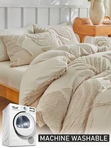 Bộ ga trải giường 2/3 món họa tiết mai rùa kaki và lá tre, phong cách Boho hiện đại, phù hợp mọi mùa, cỡ Queen/King, mềm mại và thoáng khí, có thể giặt máy, khóa kéo (1 ga trải giường + 1/2 vỏ gối, không kèm ruột chăn) - Màu Khaki - Xem 7