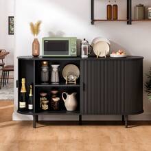 ONBRILL Sideboard Buffet Cabinet With Storage, Sliding Door, Storage Cabinet With Adjustable Shelf, Modern Accent Coffee Bar Console Table For Kitchen, Entryway , Dining Room, Black - màu đen - Xem 8