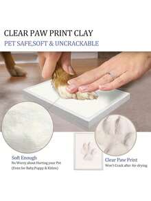 PETSIN 1pc Pet Paw Print Photo Frame, No Colorful Accessories, No Letter Board, Includes Claypaw Print Kit, Cat Or Dog Memorial Gift, Pet Home Decor, Wooden Desktop Frame, Pure White