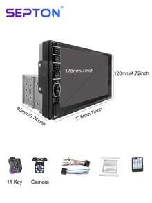 1 件 SEPTON 1 Din 车载收音机 MP5 播放器触摸屏支持汽车镜像链接多媒体播放器支持 SWC/AUX/BT/SD/USB/Mirrorlink/FM/RCA/HD 视频/U 盘适用于 7 英寸通用汽车 - 1 car radio with SWC & camera - 查看 13