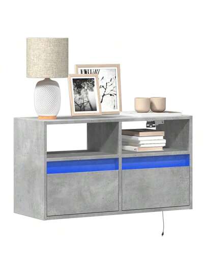 VidaXL TV Wand Unit LED Lighting 80x31x45 Cm Concrete Grijs