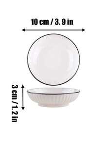<Simplicity Served With Grace>, 8/6/4pcs Ceramic Round Small Dishes, Elegant High-End Plates For Afternoon Tea, Dipping Sauce, Condiment, Appetizer, Home Kitchen, Microwave Useable - Multicolor - View 3
