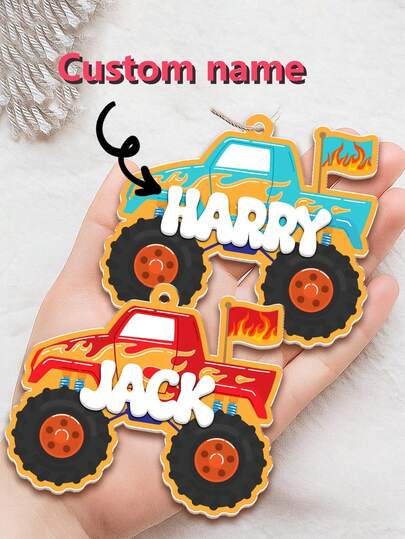 Customized Monster Truck Name Keychain, Kids Backpack Pendant, Personalized Boys' Bag Charm, Back To School Gift, Boys' Birthday Gift, Gift Of Love: Whether For Yourself Or To Give To Friends, Family, Or Colleagues