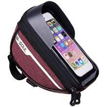 B-SOUL Bicycle Front Beam Bag, Bike Handlebar Bag, Rainproof Touchscreen Cycling Bag, 1L Large Capacity Multi-Function Bag - Multicolor - View 10
