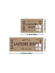 DAJIANG 1pc Modern Laundry Room Mat, Soft Walkway Rug, Kitchen Mat, Machine Washable, Anti-Dust Letter Carpet, Home Decor - Khaki - View 14