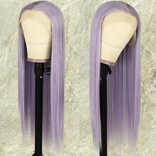 13x4 Free Part Mint Green Long Straight Lace Front Wigs Glueless Long Silky Straight Wigs Pre Plucked HD Lace 180% Density Light Green Wig Soft Free Part Wear And Go Lace Front Wigs For Fashion Women Party & Daily Wear 26 Inch - 淡紫色 - 查看 4
