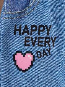 2pcs Baby Girl Casual Heart Print Sweatshirt And Letter Heart Print Pants Set, Comfortable For Autumn/Winter