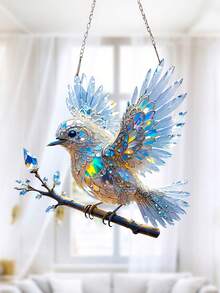1 buc-2D drăguț pasăre colorată fereastră agățat, pandantiv artă pasăre pentru bucătărie living birou, pentru decorațiuni de ferestre agățat toamna animale iubitor coroană semn casă grădină interioară terasă
