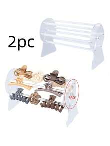 一套亚克力发圈展示架，发圈收纳架，旋转爪夹收纳架，透明展示架，发带盒 - 無色 - 查看 15