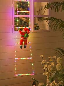 1pc Christmas Santa Claus LED Stair Light - 3 Meters Long 12-Level Multi-Color Stair Decor, Multicolor Lighting, USB Powered, 8 Flashing Modes, Durable Plastic Indoor/Outdoor Holiday Party Decor, No Battery Needed, Suitable For Home, Garden, Window And Party