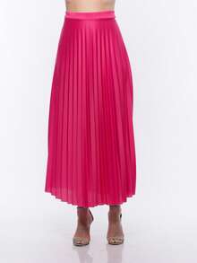 Long Pleated Skirt, Plain, Fashion 2025 - 玫紅色 - 查看 1