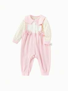 Quần áo sơ sinh Baby Romper 2025 Trang phục mới dễ thương ngọt ngào - trắng đỏ - Xem 1