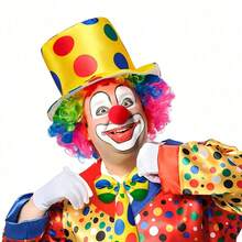 New Joker Mr. Joker Costume Party Series Single Party Funny Clown Costume Accessories, Rainbow Wig, Polka Dot Magic Hat, Bow Tie, Fun Dress Up Makeup Props, Whimsical Funny Outfit