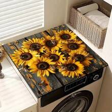 1pc Vibrant Floral Washing Machine Cover Mat - Quick-Dry, Absorbent, Non-Slip Decorative Laundry Room Mat For Top Of Washer/Dryer, Laundry Room Mat | Decorative Laundry Mat | Quick Dry Mat, Laundry Room Decor
