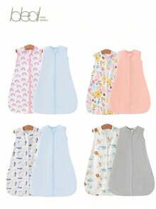 2pcs Sleeveless Sleep Sack With Rounded Bottom Light And Comfortable 2-Way Zipper Toddler U-Shaped Sleeping Bag, Sleep Sack Wearable Blanket Baby