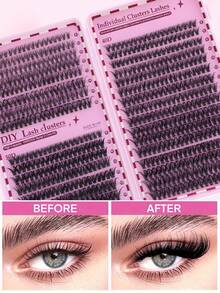 640 racimos de pestañas independientes, capacidad grande de 8-16mm para DIY de racimos de pestañas que se pueden reutilizar como pestañas postizas falsas segmentadas individuales, adecuado para principiantes para usar en casa o en movimiento, adecuado para la vida diaria, bodas, fiestas, festivales de música y el Día de la Madre