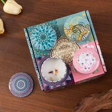 4pcs Fragrance Gift Set, Scented Candle Gift Box Set, Elegant Ladies Scented Candle Gift Set, Women's Candle Gift Set, Candle Gift Set, Christmas Candle, Rose Candle, Lavender, Rose, Jasmine, Baby's Breath, Home Fragrance Candles, Suitable For Yoga, Meditation, Spa, Bath, Women's Stress Relief, Care Gifts, Suitable As Halloween, Christmas, Valentine's Day Gifts - Multicolor - View 4