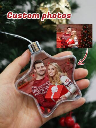 Decorațiuni de Crăciun personalizate cu fotografie, decor de Crăciun personalizat, ornamente de Crăciun cu imagini personalizate, decorațiuni de brad de Crăciun personalizabile, ornamente de Crăciun cu stele, Crăciun, brelocuri pentru genți, ornamente DIY, interior, exterior, grădină, decor cameră, mamă, tată, familie, cadouri de Crăciun