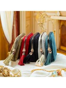 1/2 túi đựng trang sức cao cấp có tua rua trang trí - Túi vải nhiều ngăn đựng dây chuyền, vòng tay, bông tai - Lý tưởng cho du lịch, quà tặng, sinh nhật, ngày lễ, phụ kiện du lịch | Hộp đựng trang sức thanh lịch | Khóa kéo bền chắc, hộp đựng trang sức, giá trưng bày vòng tay, giá để trang sức, hộp đựng trang sức, trang trí phòng - Nhiều màu - Xem 4