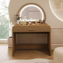 MERAX 39" Makeup Vanity Table With Mirror Touch Screen Lighted Mirror, Dressing Table With Drawer For Bedroom,Espresso - 濃縮咖啡 - 查看 2