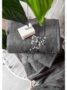 Komfortec Set Of 8 Hand Towels 100% Cotton, 4 Bath Towels 70 X 140 Cm And 4 Hand Towels 50 X 100 Cm, Terry Cloth, Soft, Towel, Large, Anthracite Grey/Blossom Pink - Dark Green - View 9