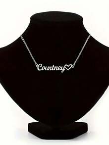 1件定制创意心形吊坠，DIY个性化英文字母名字项链，多种字体可选，1-10个字符可定制，母亲节、万圣节、情人节、生日、周年纪念日、毕业典礼等场合的高端礼物，送朋友的理想之选 - 彩色 - 查看 4