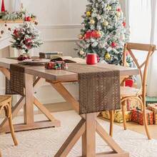 1pc Bohemian Style Table Runner, Suitable For Home Dining Table Decor, Farmhouse Country Living Room Tablecloth - Brown - View 3