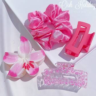 2/4件套优雅百合花爪夹，新颖芙蓉花发夹，幸运紫色夏威夷花爪夹，新款鸡蛋花爪夹，Y2K爱心天使柠檬印花发夹，蝴蝶发饰，返校必备发夹，高性价比爪夹，适合优雅甜美校园风搭配，派对使用，日常搭配，礼物，情人节礼物，送给妻子和朋友的生日礼物，秋季，女士发饰，女士发饰，美发工具，美发用品，用品，美容配件，礼物，旅行，送给女士的礼物，美发用品，圣诞礼物，礼物，圣诞礼物，送给女士的礼物，礼物，圣诞礼物，成人圣诞礼物，成人圣诞礼物女士饰品、配饰、圣诞袜礼物、成人礼发饰、圣诞发饰、女士礼物创意、美妆圣诞袜填充物、女士圣诞礼物