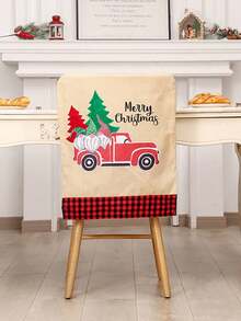 1 pièce Housse de chaise imprimée sapin de Noël, Protecteur de de siège de voiture/maison, Décoration de Noël