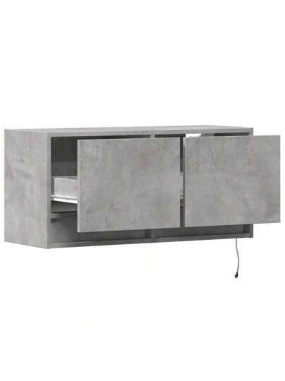 VidaXL TV Wand Unit LED Lighting 80x31x35 Cm Concrete Grijs view 9